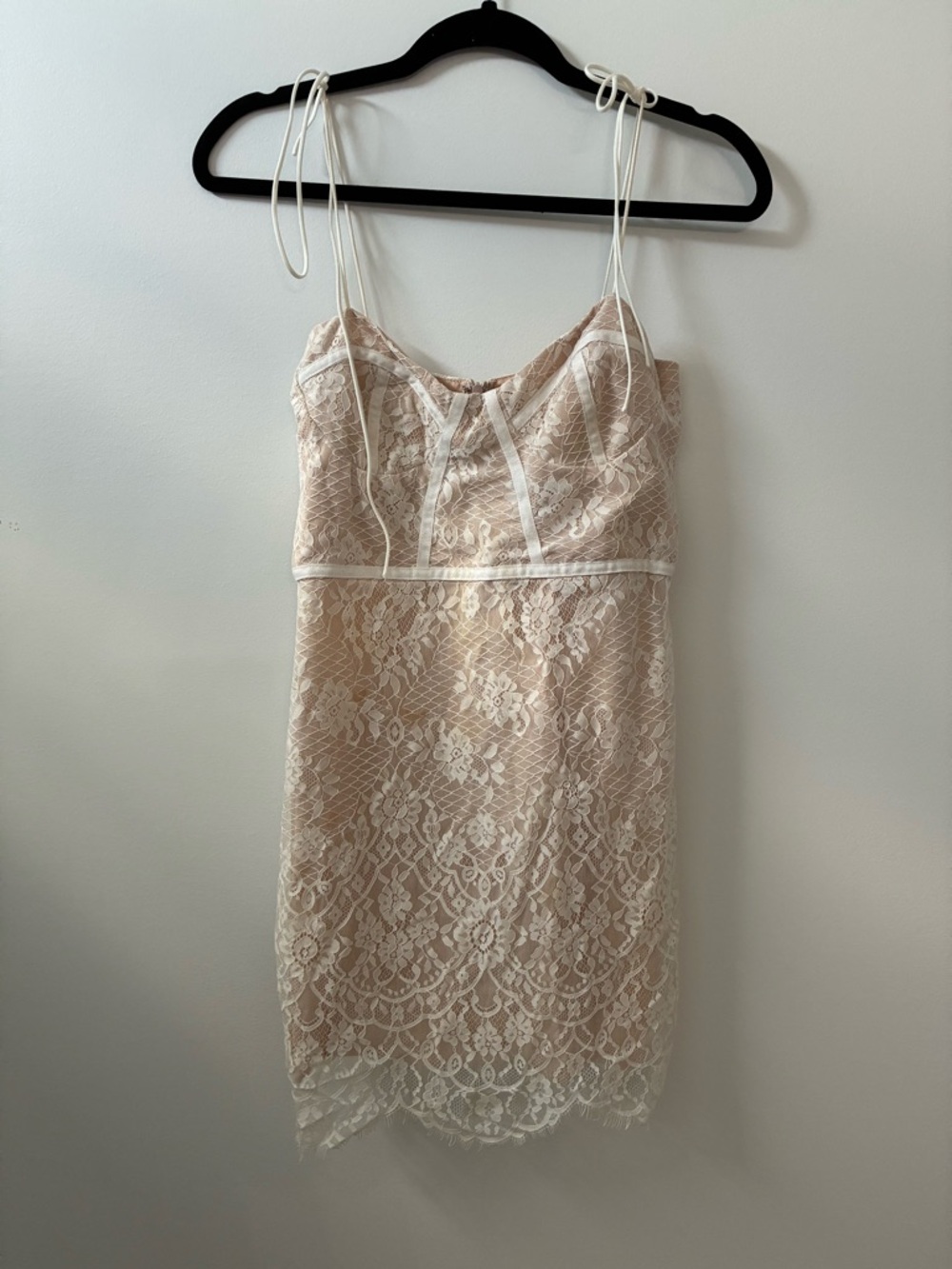 superdown Cream Lace Slip Dress with Adjustable Straps